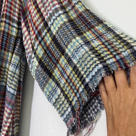 Free People - Boho Cottage Plaid Colorful Button Down Oversized Blouse Size Med - Picture 7 of 11